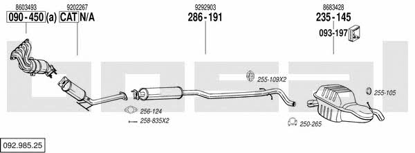 Bosal 092.985.25 Exhaust system 09298525 09298525 Bosal Exhaust system