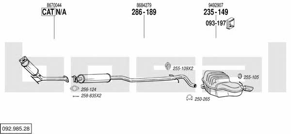 Bosal 092.985.28 Exhaust system 09298528 09298528 Bosal Exhaust system
