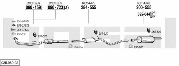 Bosal 025.980.02 Exhaust system 02598002