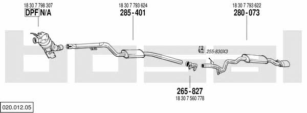 Bosal 020.012.05 Exhaust system 02001205 02001205 Bosal Exhaust system