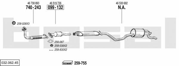 Bosal 032.062.45 Exhaust system 03206245 03206245 Bosal Exhaust system