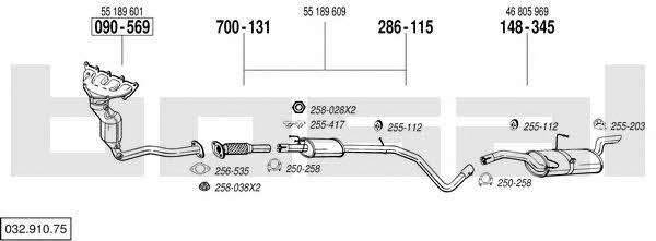 Bosal 032.910.75 Exhaust system 03291075 03291075 Bosal Exhaust system