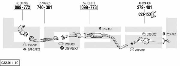 Bosal 032.911.10 Exhaust system 03291110