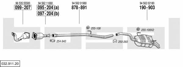 Bosal 032.911.20 Exhaust system 03291120 03291120 Bosal Exhaust system