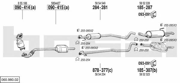 Bosal 060.980.02 Exhaust system 06098002