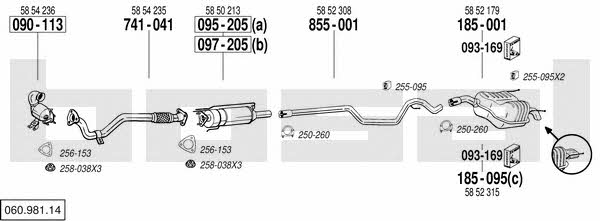 Bosal 060.981.14 Exhaust system 06098114