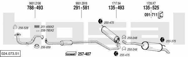 Bosal 024.073.51 Exhaust system 02407351 02407351 Bosal Exhaust system