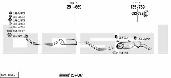 Bosal 024.153.76 Exhaust system 02415376 02415376 Bosal Exhaust system