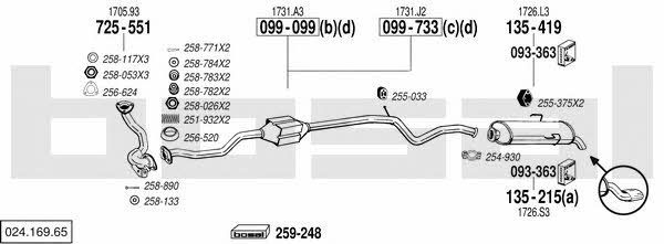 Bosal 024.169.65 Exhaust system 02416965 02416965 Bosal Exhaust system