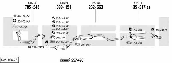 Bosal 024.169.75 Exhaust system 02416975 02416975 Bosal Exhaust system