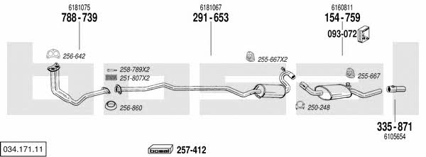 Bosal 034.171.11 Exhaust system 03417111 03417111 Bosal Exhaust system