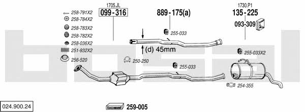 Bosal 024.900.24 Exhaust system 02490024 02490024 Bosal Exhaust system