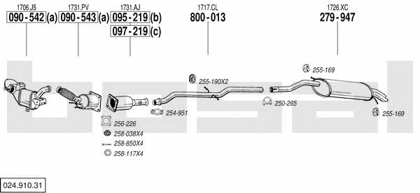 Bosal 024.910.31 Exhaust system 02491031