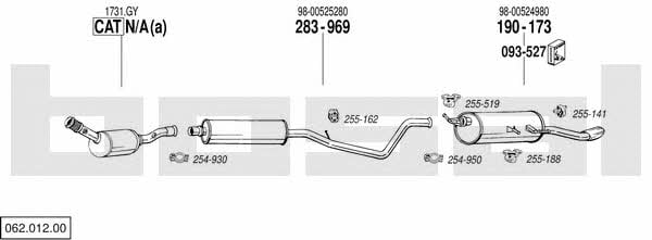 Bosal 062.012.00 Exhaust system 06201200 06201200 Bosal Exhaust system