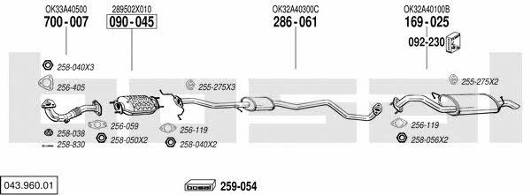 Bosal 043.960.01 Exhaust system 04396001