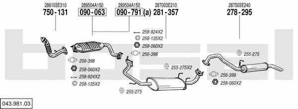 Bosal 043.981.03 Exhaust system 04398103 04398103 Bosal Exhaust system