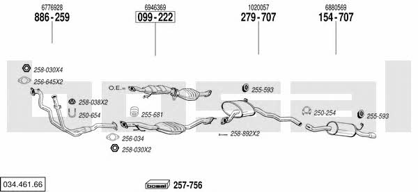 Bosal 034.461.66 Exhaust system 03446166