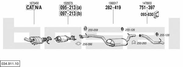 Bosal 034.911.10 Exhaust system 03491110 03491110 Bosal Exhaust system