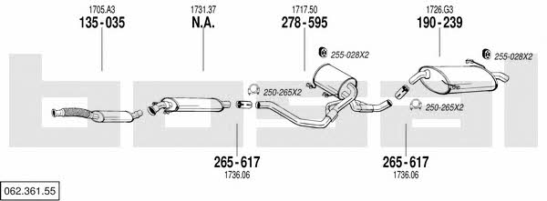 Bosal 062.361.55 Exhaust system 06236155 06236155 Bosal Exhaust system