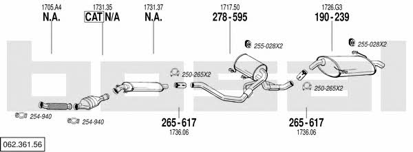 Bosal 062.361.56 Exhaust system 06236156 06236156 Bosal Exhaust system
