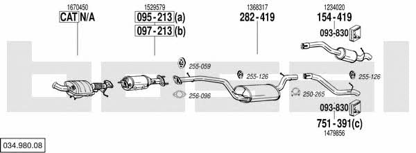Bosal 034.980.08 Exhaust system 03498008