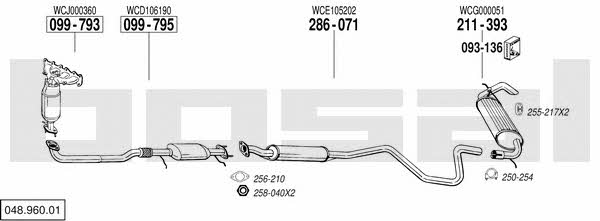 Bosal 048.960.01 Exhaust system 04896001 04896001 Bosal Exhaust system
