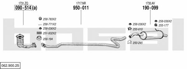 Bosal 062.900.25 Exhaust system 06290025 06290025 Bosal Exhaust system