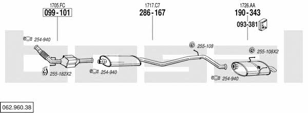 Bosal 062.960.38 Exhaust system 06296038 06296038 Bosal Exhaust system
