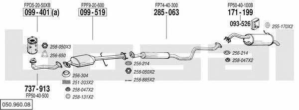 Bosal 050.960.08 Exhaust system 05096008