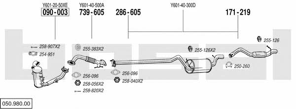  050.980.00 Exhaust system 05098000