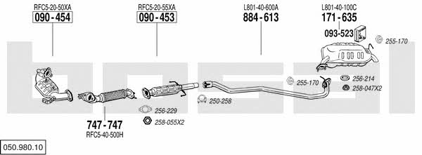 Bosal 050.980.10 Exhaust system 05098010 05098010 Bosal Exhaust system