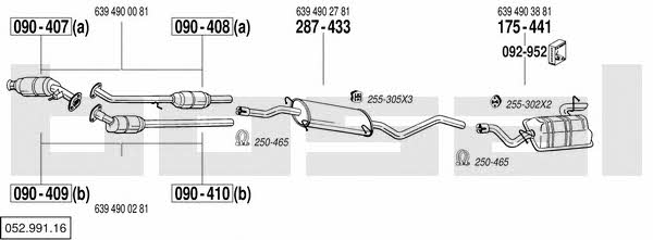 Bosal 052.991.16 Exhaust system 05299116