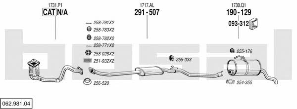 Bosal 062.981.04 Exhaust system 06298104 06298104 Bosal Exhaust system