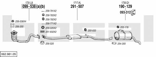 Bosal 062.981.05 Exhaust system 06298105 06298105 Bosal Exhaust system