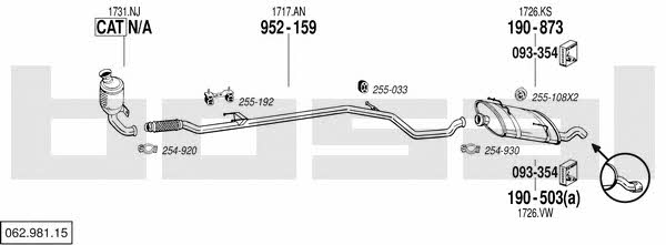 Bosal 062.981.15 Exhaust system 06298115 06298115 Bosal Exhaust system
