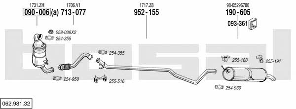 Bosal 062.981.32 Exhaust system 06298132 06298132 Bosal Exhaust system