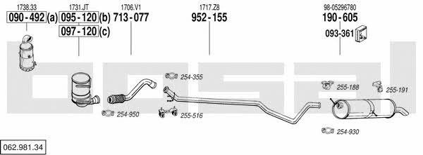 Bosal 062.981.34 Exhaust system 06298134 06298134 Bosal Exhaust system