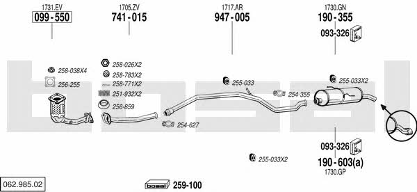  062.985.02 Exhaust system 06298502