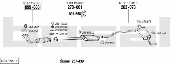 Bosal 073.058.11 Exhaust system 07305811 07305811 Bosal Exhaust system