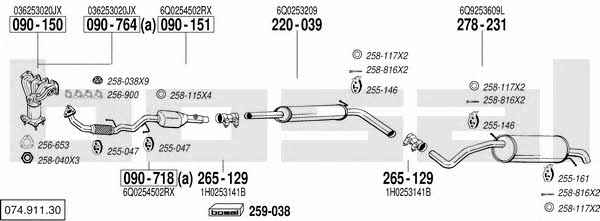 Bosal 074.911.30 Exhaust system 07491130