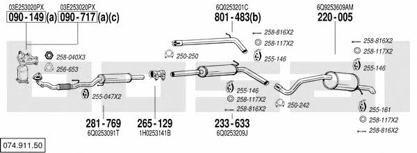 Bosal 074.911.50 Exhaust system 07491150 07491150 Bosal Exhaust system