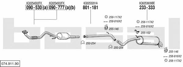 Bosal 074.911.90 Exhaust system 07491190