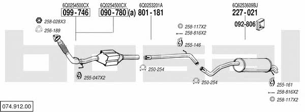 Bosal 074.912.00 Exhaust system 07491200 07491200 Bosal Exhaust system
