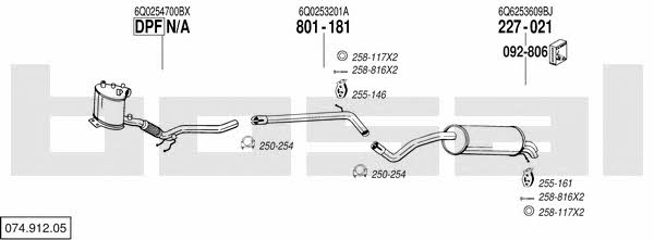 Bosal 074.912.05 Exhaust system 07491205 07491205 Bosal Exhaust system