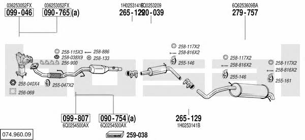 Bosal 074.960.09 Exhaust system 07496009