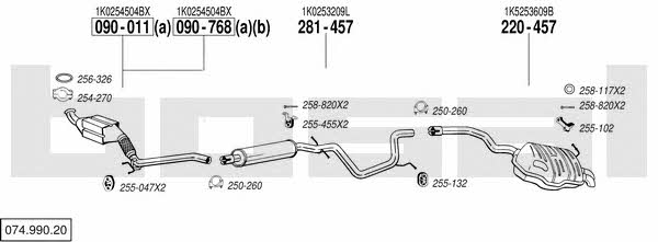 Bosal 074.990.20 Exhaust system 07499020 07499020 Bosal Exhaust system