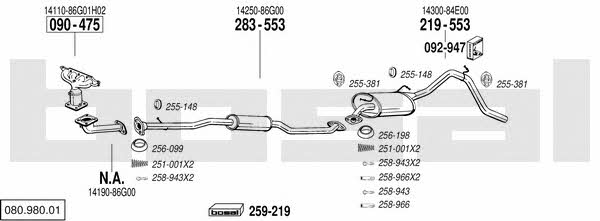 Bosal 080.980.01 Exhaust system 08098001