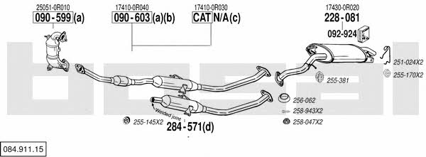 Bosal 084.911.15 Exhaust system 08491115 08491115 Bosal Exhaust system