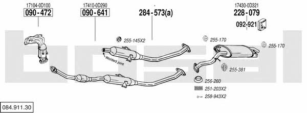 Bosal 084.911.30 Exhaust system 08491130
