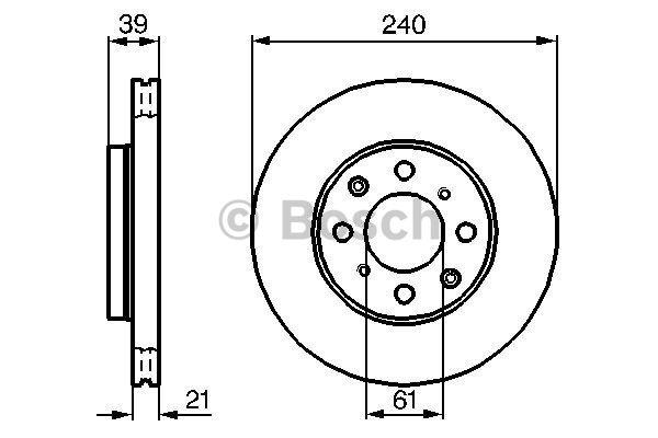 Bosch Front brake disc ventilated – price 106 PLN